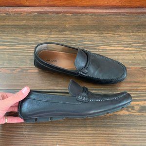 Mens Black Leather ALDO Loafers - US 10 - Shoes